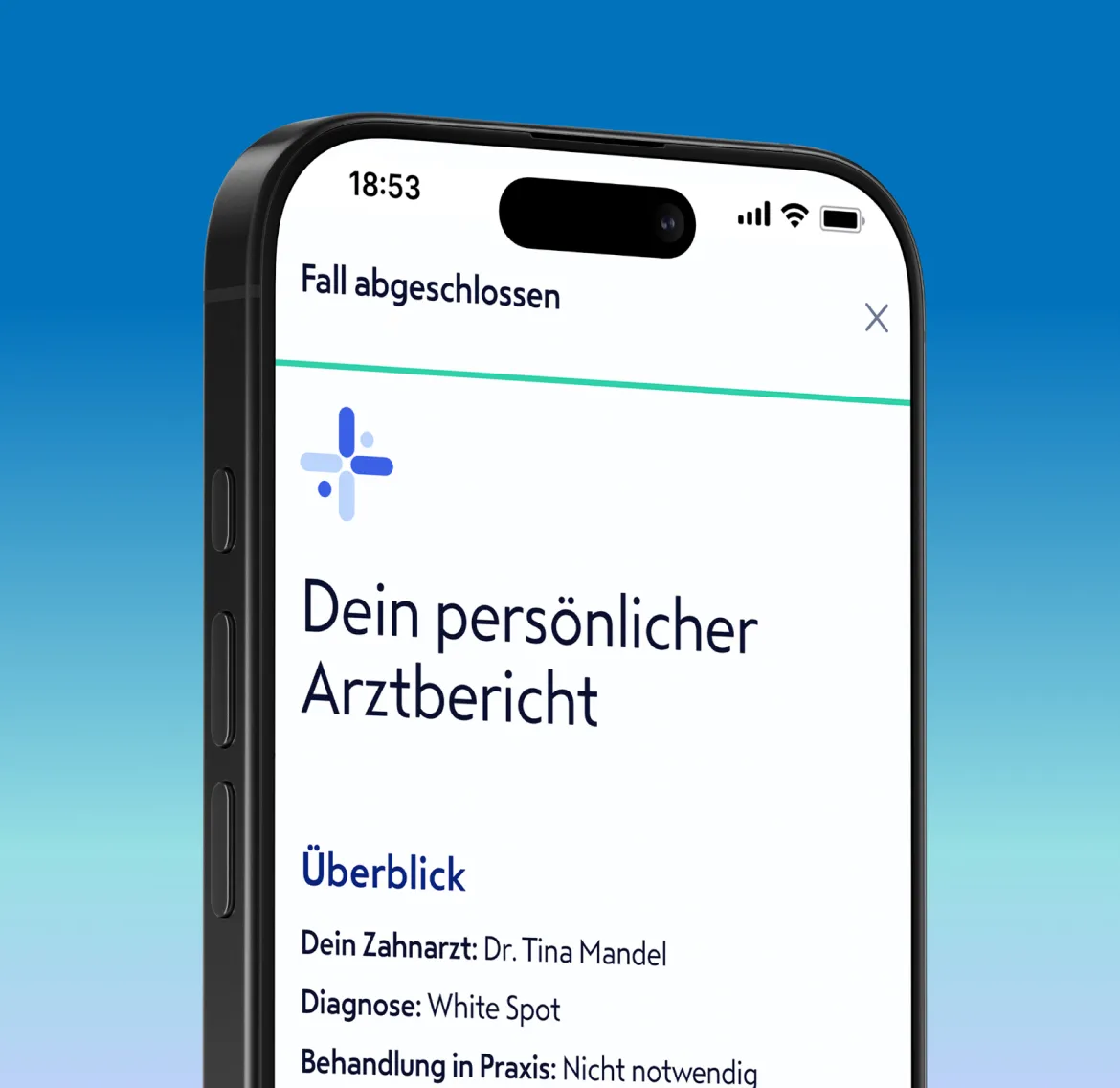 dentinostic App, schriftliche Rückfrage zum Befund